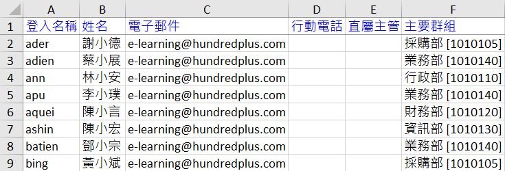 使用Excel建立大量資料示例