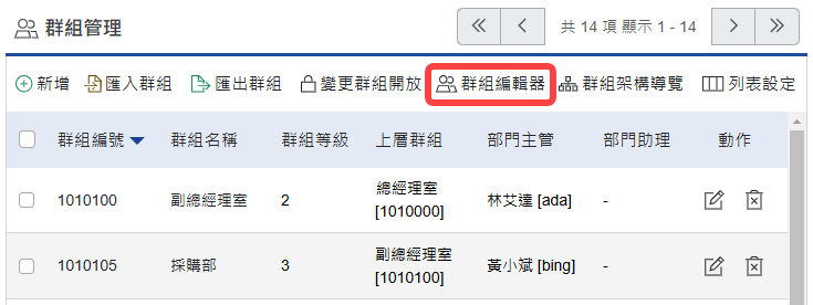 點選群組編輯器