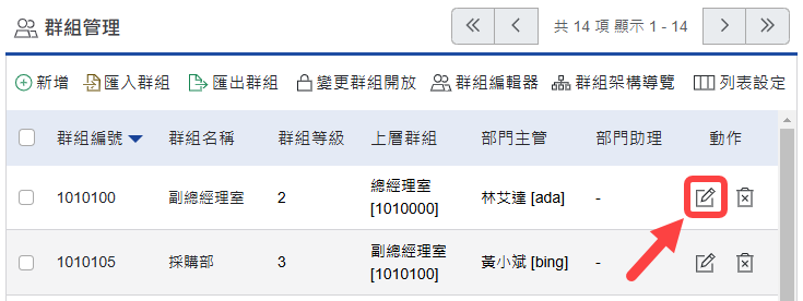 點選群組的編輯圖示