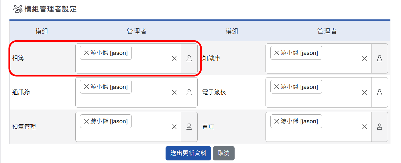 設定模組管理者