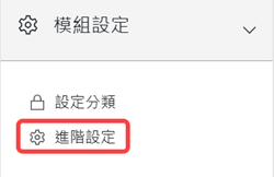 模組設定進階設定