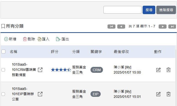 快速連結首頁列表