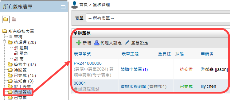承辦簽核資料夾