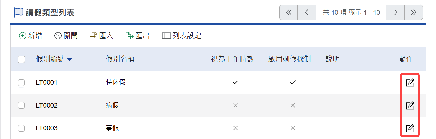 點選動作欄位的編輯功能來進行