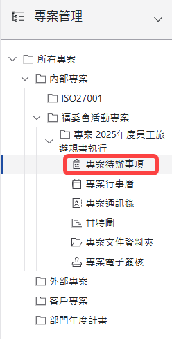 專案待辦事項樹狀圖
