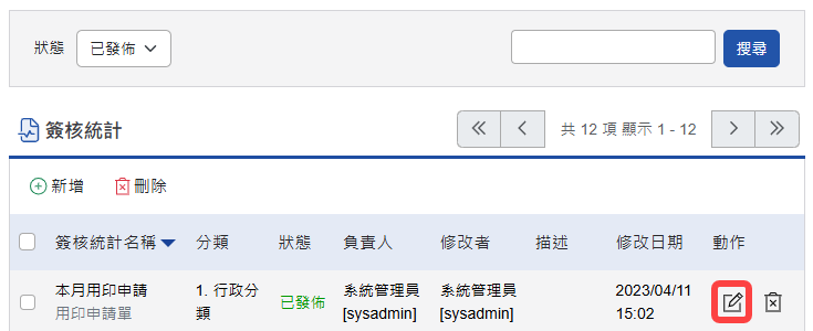 從列表點選編輯