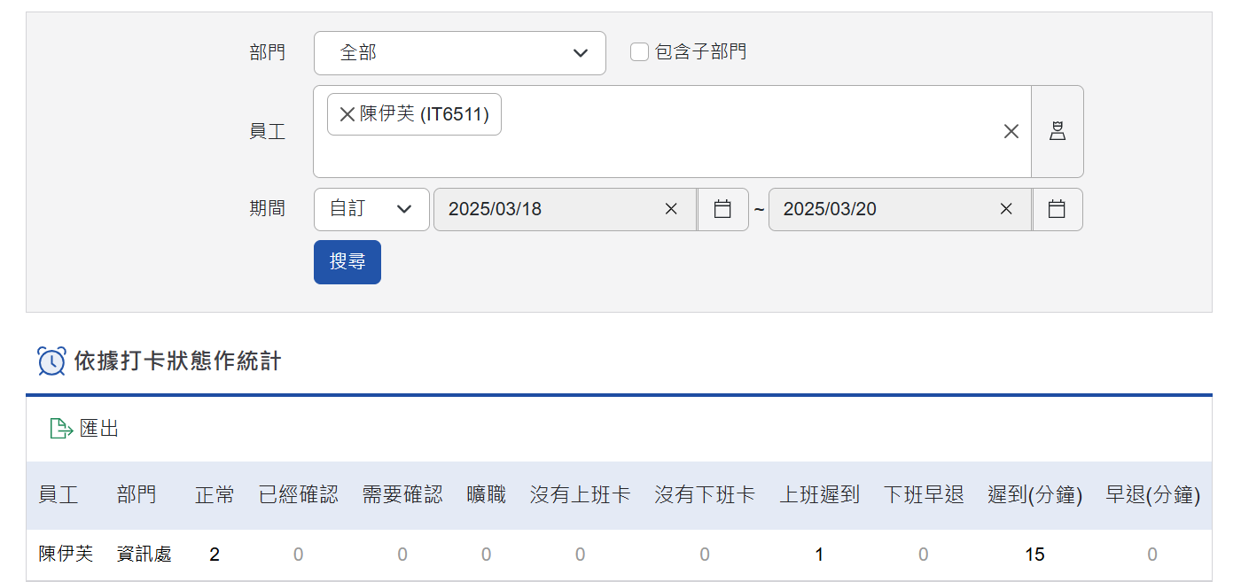 依據打卡狀態做統計