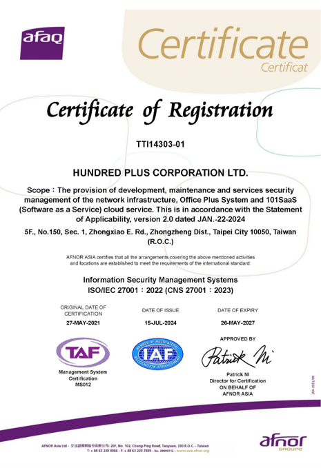 ISO 27001 Certification for 101SaaS ISO 27001 Certification